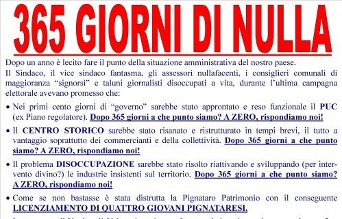 Pdl e Giovane Italia: 365 Giorni di nulla. Resoconto annuale di un’amministrazione fallimentare