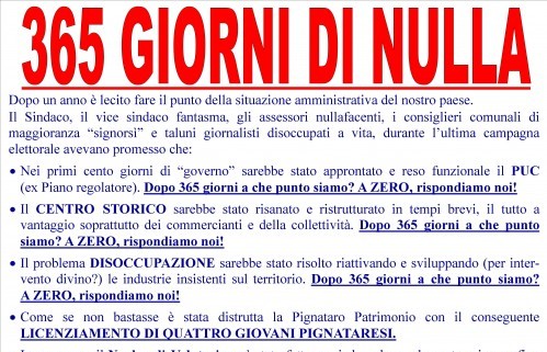 Pdl e Giovane Italia: 365 Giorni di nulla. Resoconto annuale di un’amministrazione fallimentare