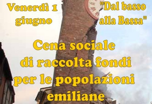 Il Tempo Rosso organizza una cena per la campagna “dal Basso alla Bassa” a sostegno dell’Emilia