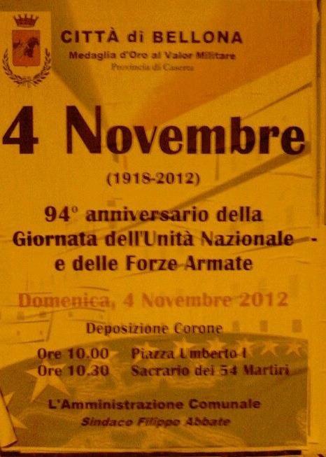 94° anniversario della Giornata dell’Unità Nazionale e delle Forze Armate