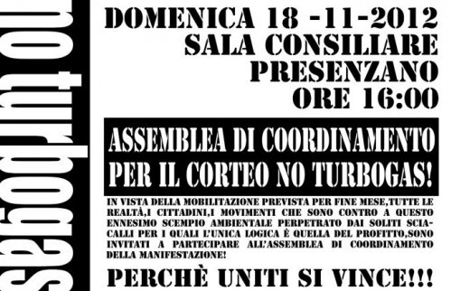 Domenica assemblea coordinamento NO TURBOGAS a Presenzano: sarà lanciato anche il corteo di sabato 24