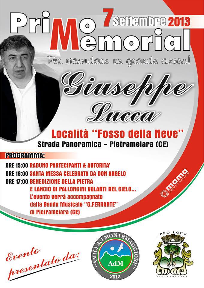 Il 7 settembre il primo memorial Giuseppe Lucca organizzato dalla Pro Loco Pietramelara e dal gruppo Amici del Montemaggiore