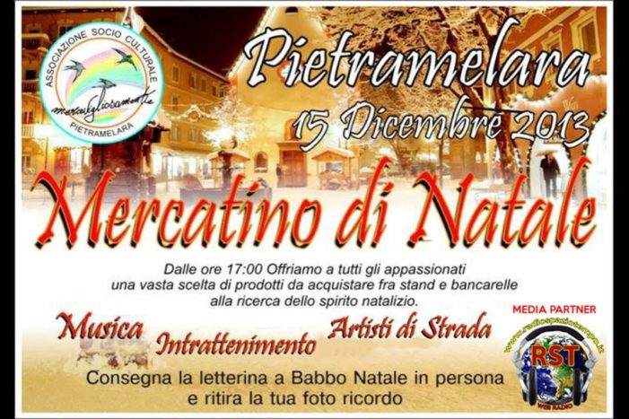 Domenica 15 dicembre il mercatino di Natale