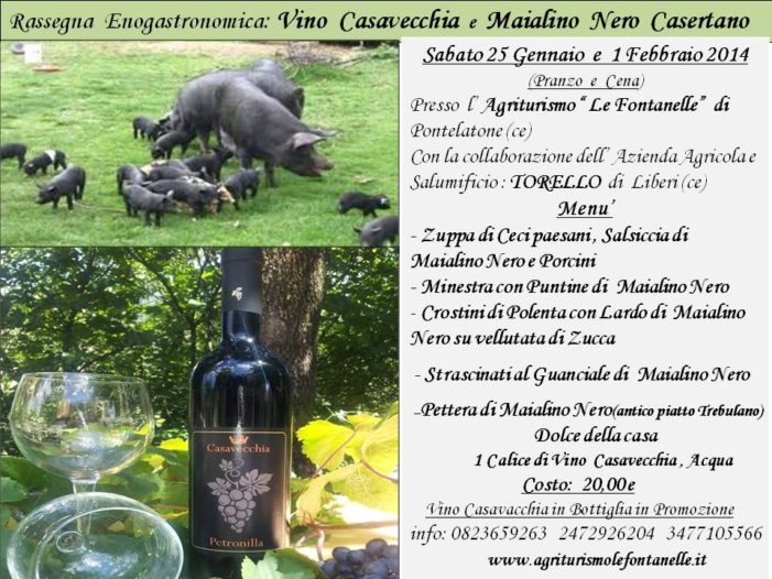 Agriturismo le Fontanelle a Pontelatone(ce): Rassegna del Vino Casavecchia e Maialino Nero Casertano