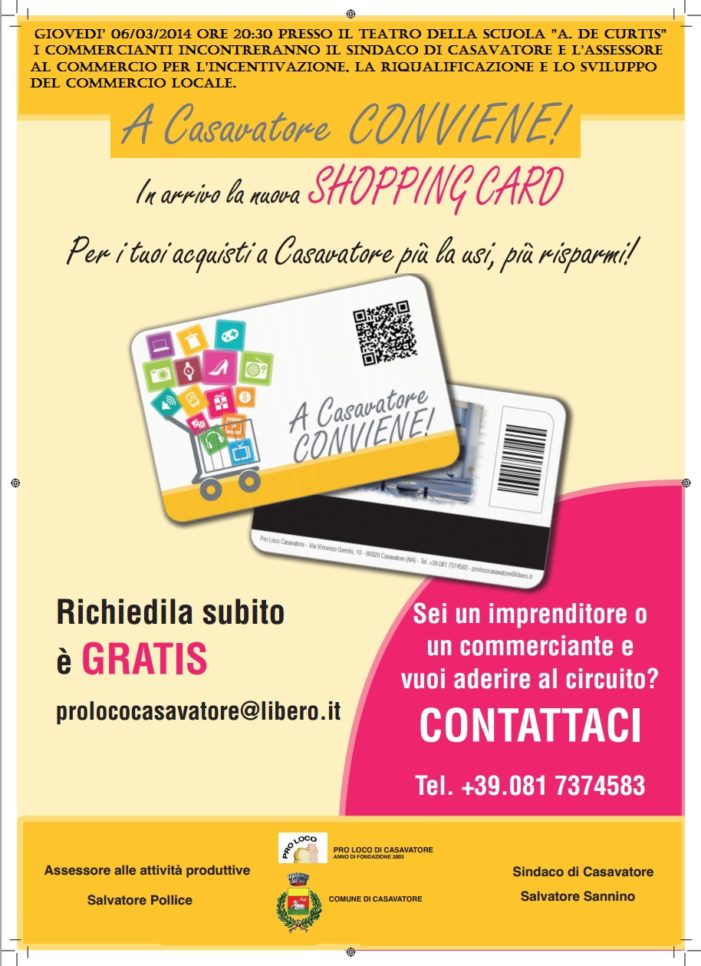 Si presenta il progetto “a Casavatore conviene”: una fidelity card per ottenere sconti e agevolazioni