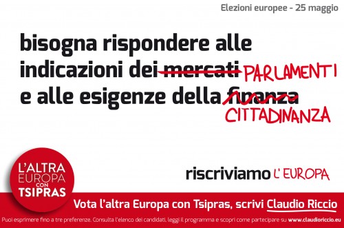 “L’Altra Europa con Alexis Tsipras”: rispondere ai cittadini, non ai mercati – riscriviamo l’Europa