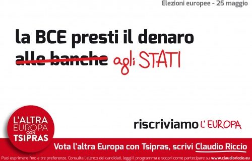 “L’Altra Europa con Tsipras”: La BCE presti denaro agli stati – Riscriviamo l’Europa