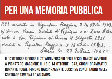 L’associazione culturale ‘La Città del Sole’ ricorda il 71° anniversario degli Eccidi Nazisti