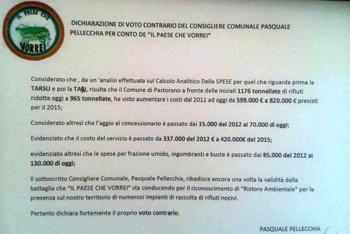 “Il Paese che vorrei” annuncia: i costi della Tari e quindi della gestione dei rifiuti sono aumentati