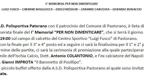 I memorial “Per non dimenticare”: domani (11 luglio) la manifestazione patrocinata dal Comune di Pastorano