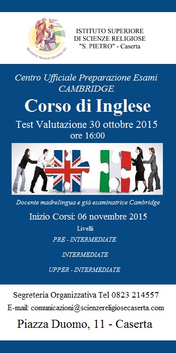 Corso di Inglese di preparazione agli Esami Cambridge presso l’ISSR “S.Pietro”