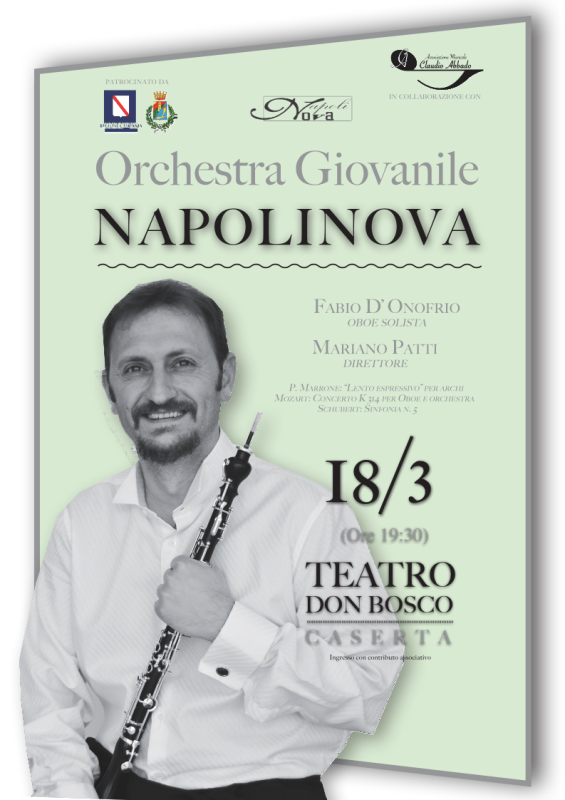 Secondo appuntamento dell’Orchestra Giovanile NapoliNova con l’oboista Fabio D’Onofrio