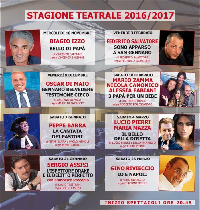 Parte con Biagio Izzo e Vincenzo Salemme la nuova edizione della stagione teatrale dell’auditorim “Monsignor Tommasiello” di Teano