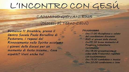 Domenica 11 dicembre si terrà nel centro sociale di Pastorano “L’incontro con Gesù”