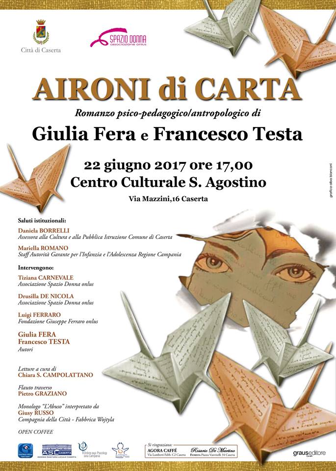 Caserta, Giulia Fera e Francesco Testa presentano “Aironi di carta”