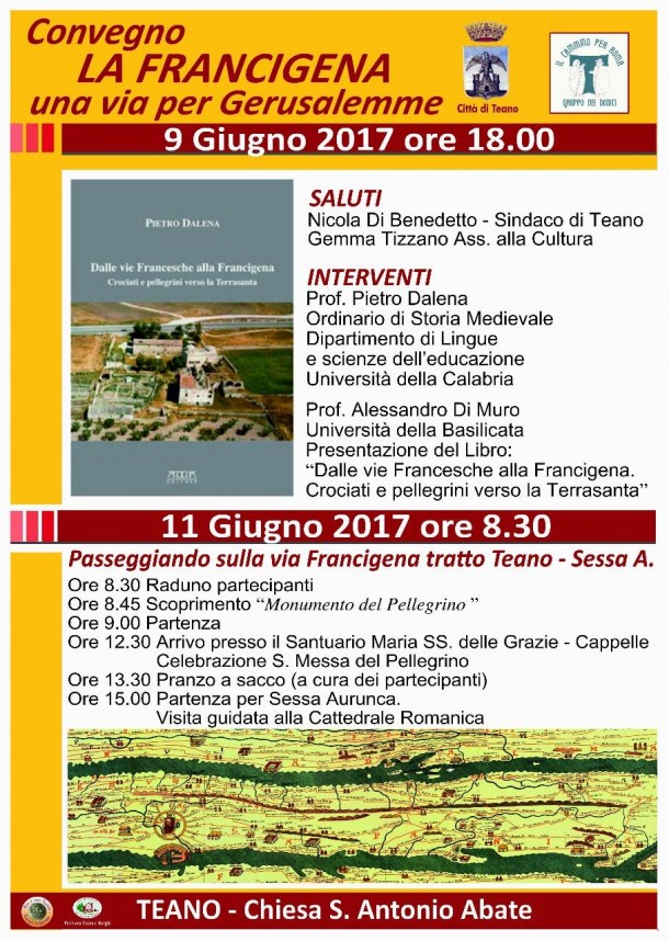 “La Francigena…Una Via per Gerusalemme”: il convegno si terrà a Teano il 9 giugno