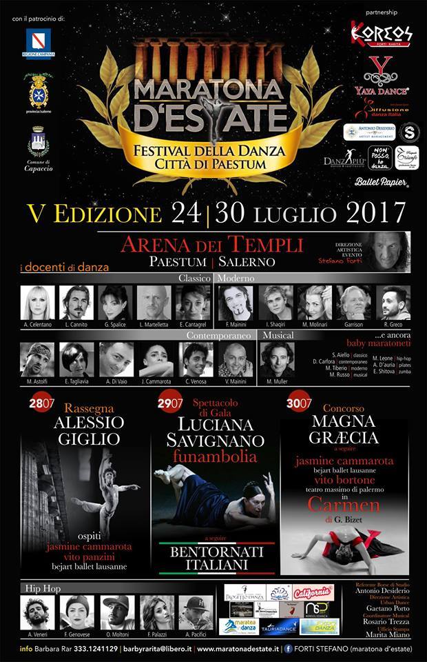 Maratona d’Estate festival della danza città di Paestum, al via la 5^ edizione