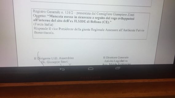 Ilside, ennesima interrogazione sulla mancata messa in sicurezza del sito. E’ la volta di Zinzi