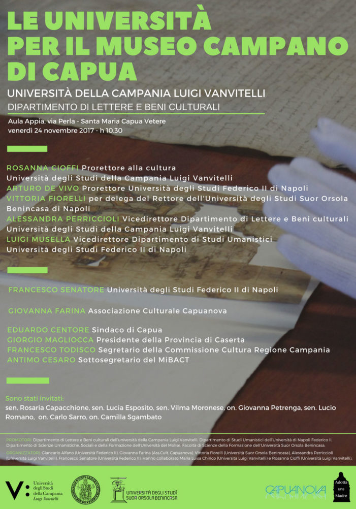 Le Università per il Museo Campano di Capua: nuovo incontro pubblico venerdi 24 novembre 2017