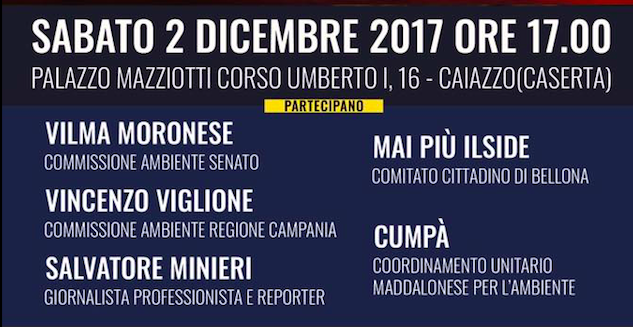 Criticità ambientali nel casertano: sabato 2 dicembre alle 17 l’incontro a Caiazzo