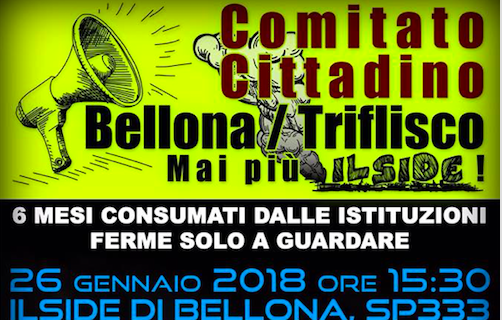 “6 mesi consumati dalle istituzioni ferme solo a guardare”: domani (26 gennaio) nuova manifestazione promossa dal Comitato cittadino Bellona/Triflisco: mai più Ilside