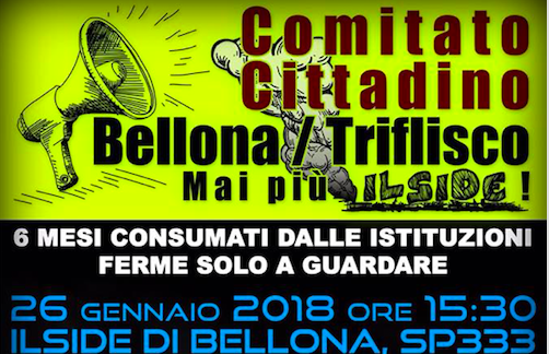 “6 mesi consumati dalle istituzioni ferme solo a guardare”: domani (26 gennaio) nuova manifestazione promossa dal Comitato cittadino Bellona/Triflisco: mai più Ilside