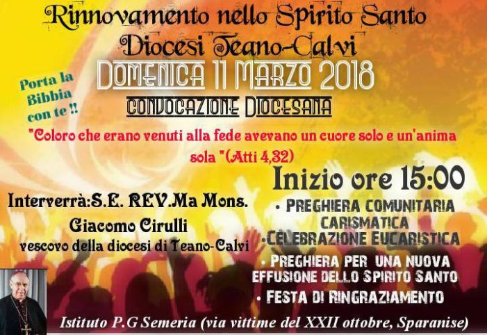 Sparanise, domenica 11 marzo incontro del gruppo Rinnovamento dello Spirito Santo