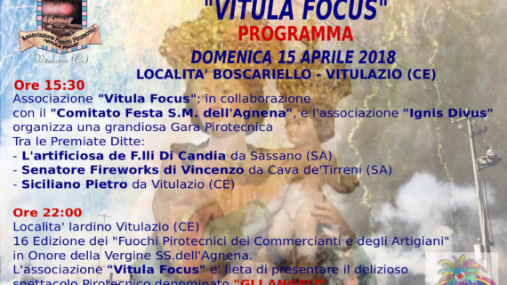 Ecco il programma degli eventi pirotecnici dell’associazione Vitula focus