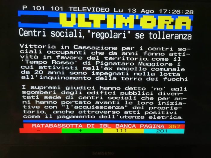 No allo sgombero del Centro sociale “Tempo Rosso”: la notizia all