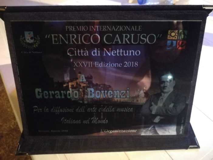 Alla XXVII edizione del Premio Enrico Caruso premiato il tenore Gerardo Bovenzi