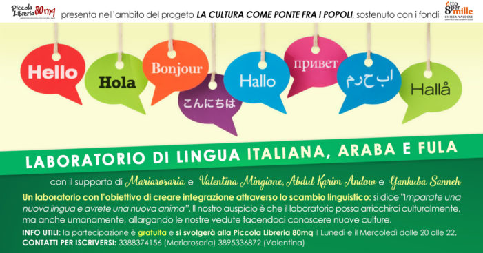 Calvi R., la Piccola Libreria lancia il laboratorio di lingue: italiano, arabo e fula