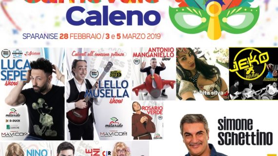 Torna il Gran Carnevale Caleno: maschere, carri e il cabaret di Simone Schettino