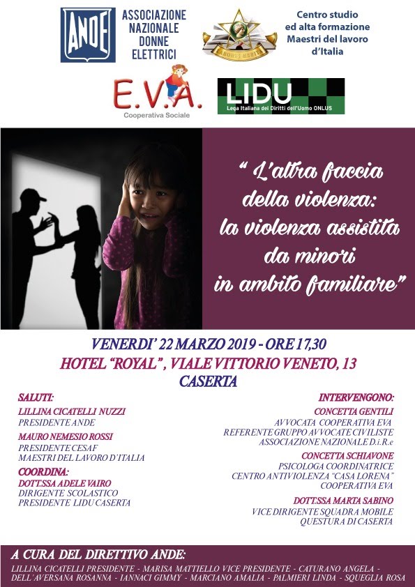 Il 22 marzo 2019 convegno sulla Violenza assistita