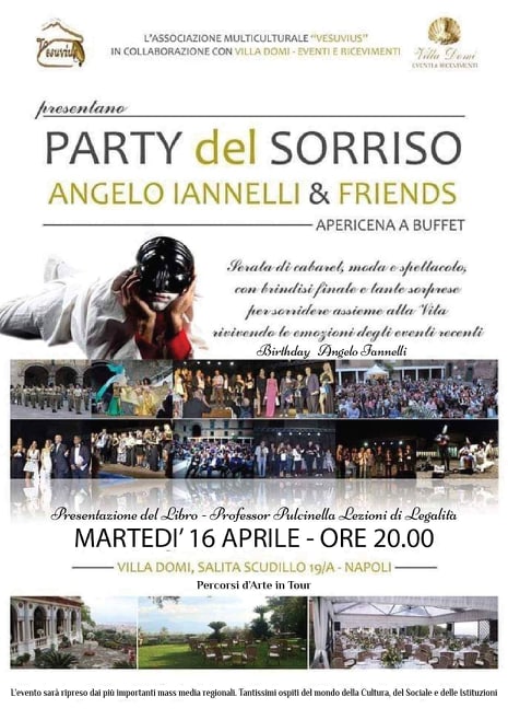 A Villa Domi la II edizione “Party del Sorriso ” con Angelo Iannelli. Attesi: attori, giornalisti, modelle, istituzioni e vip