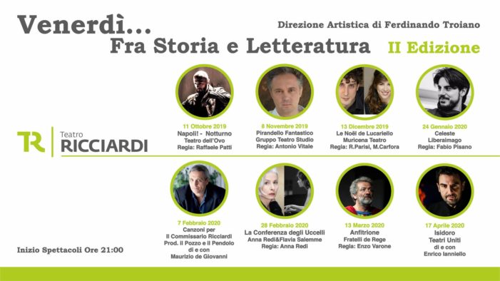 Decolla venerdì 31 al teatro Ricciardi la rassegna “Venerdì…fra Storia e Letteratura”