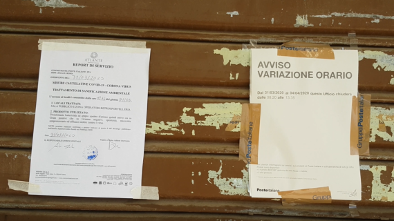 Il Sindaco Russo chiude l’Ufficio Postale, la moglie del Direttore è positiva al test per il Covid-19