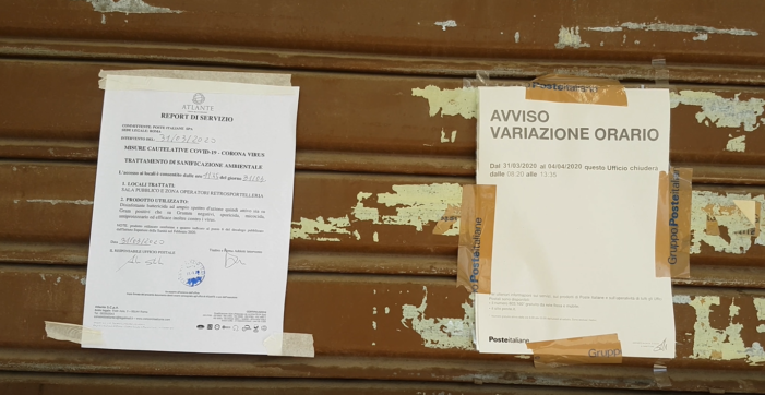 Il Sindaco Russo chiude l’Ufficio Postale, la moglie del Direttore è positiva al test per il Covid-19