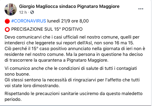 Cresce la preoccupazione in vista del mercato settimanale di venerdì e dell’apertura delle scuole – Pignataro Maggiore sempre più capitale del covid-19 nell’Agro caleno: plateale fallimento del “modello” del sindaco Giorgio Magliocca